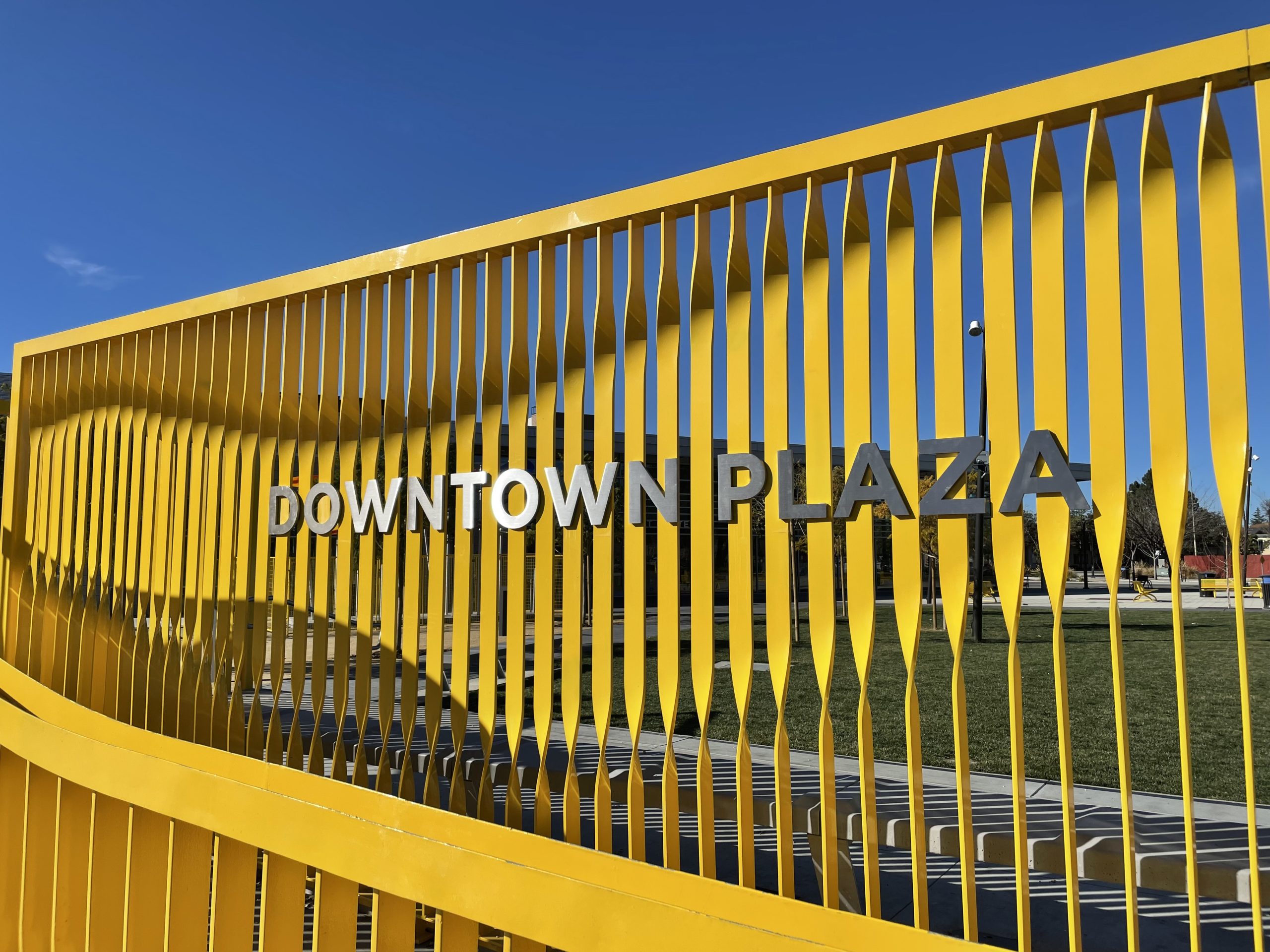 Completed architectural signage installation at the Fremont Downtown Event Center by Signworks, a commercial signage contractor based on the Monterey Peninsula