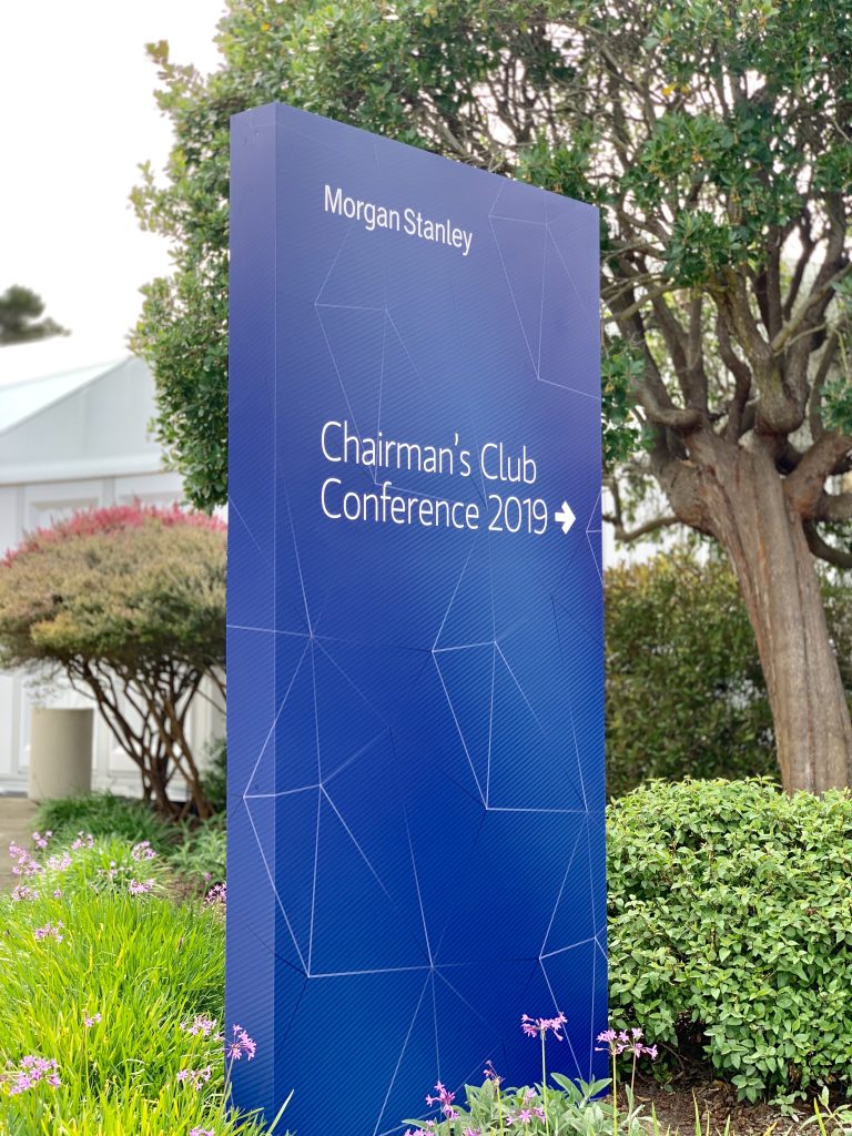 Morgan Stanley Chairmans Club Conference directional pylon sign produced by Signworks