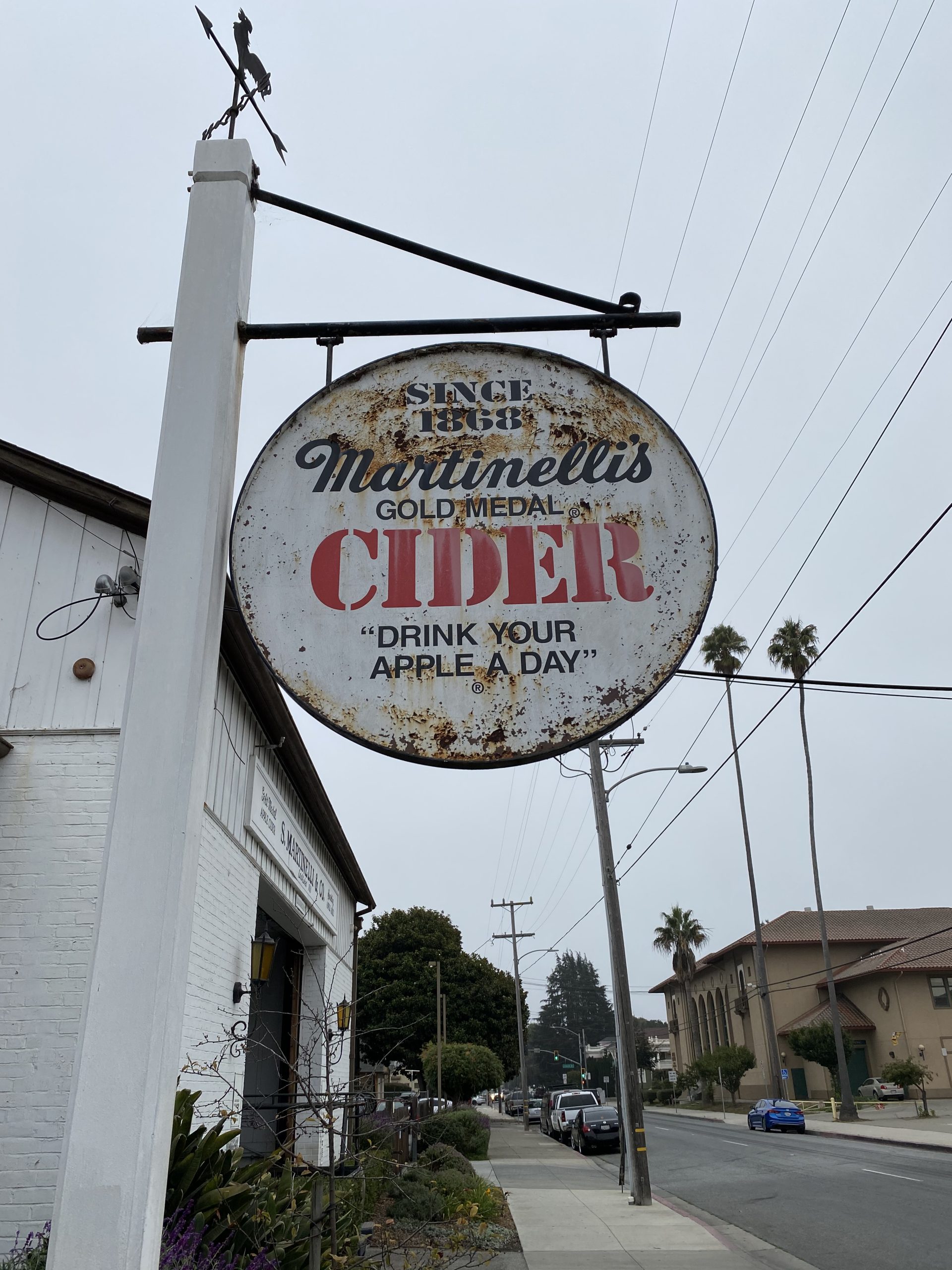 Historic Martinelli's sign in Watsonville before refurbishment by Signworks