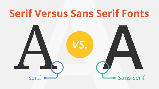 Serif versus sans serif font comparison showing structural differences for sign readability